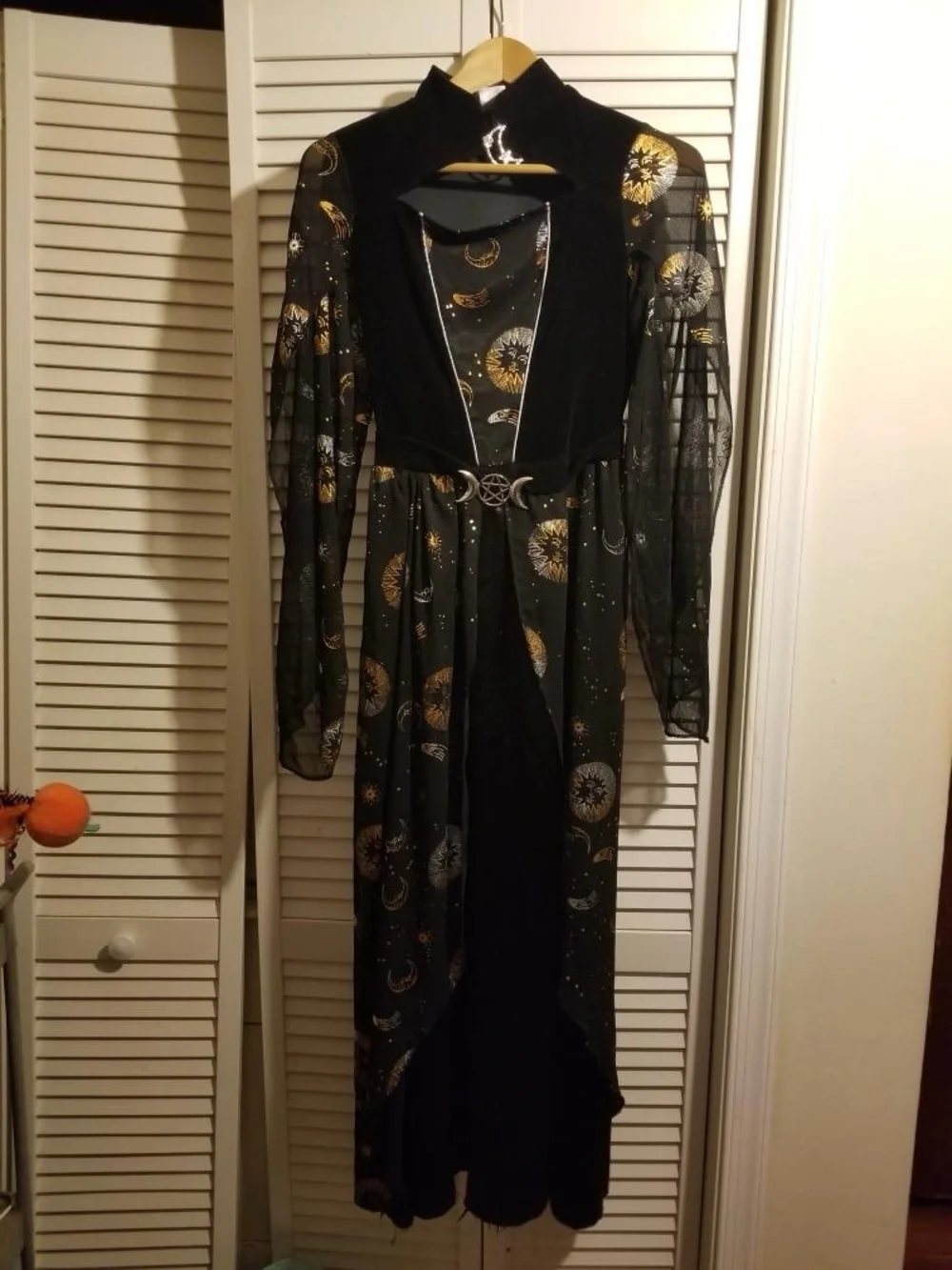 Halloween Cosplay Gold Dust Celestial Witch Costume Kids Sz XL DRESS ONLY